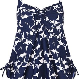 Blue floral Tankini Swim Suit